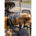 thumbnail image 5 of Outdoor Tablecloth with Umbrella Hole for Patio/Picnic/Party/Camping, Blue Brown Waterproof Table Cloth Square Cover Washable, Vintage Minimalist Abstract Aesthetic Boho Art (60"x 60"), 5 of 9
