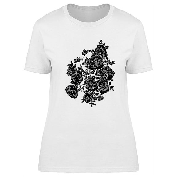 Hand Drawn Black Rose  T-Shirt Women -Image by Shutterstock, Female Large