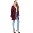 thumbnail image 3 of Women's Open Front Sequin Coat Las Vegas Blazer Party Club Cocktail Jacket Outerwear, Burgundy, Medium, 3 of 5