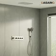 thumbnail image 2 of CASAINC 3-Spray Patterns Thermostatic 16 in. Ceiling Mount Rain Dual Shower Heads with Hand-Shower in Brushed Nickel, 2 of 11