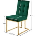 thumbnail image 3 of Meridian Furniture Pierre 19.5"H Velvet Dining Chair in Green (Set of 2), 3 of 5