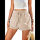 thumbnail image 1 of Pantalones Cortos de para Mujer, Informales, de Verano, de Cintura Alta, con Pierna y Cordón Ajustable, para Playa, Cómodos y A . Caqui XL, 1 of 7