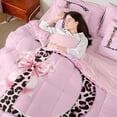 thumbnail image 4 of Homewish Initial Alphabet D Girl 7pcs Bedding Comforter Set,Animal Leopard Cheetah Print Queen Bedding Sets Super Cozy,Kawaii Pink Bowtie Queen Sheet Sets,Super Cozy Room Decor,Reversible, 4 of 8