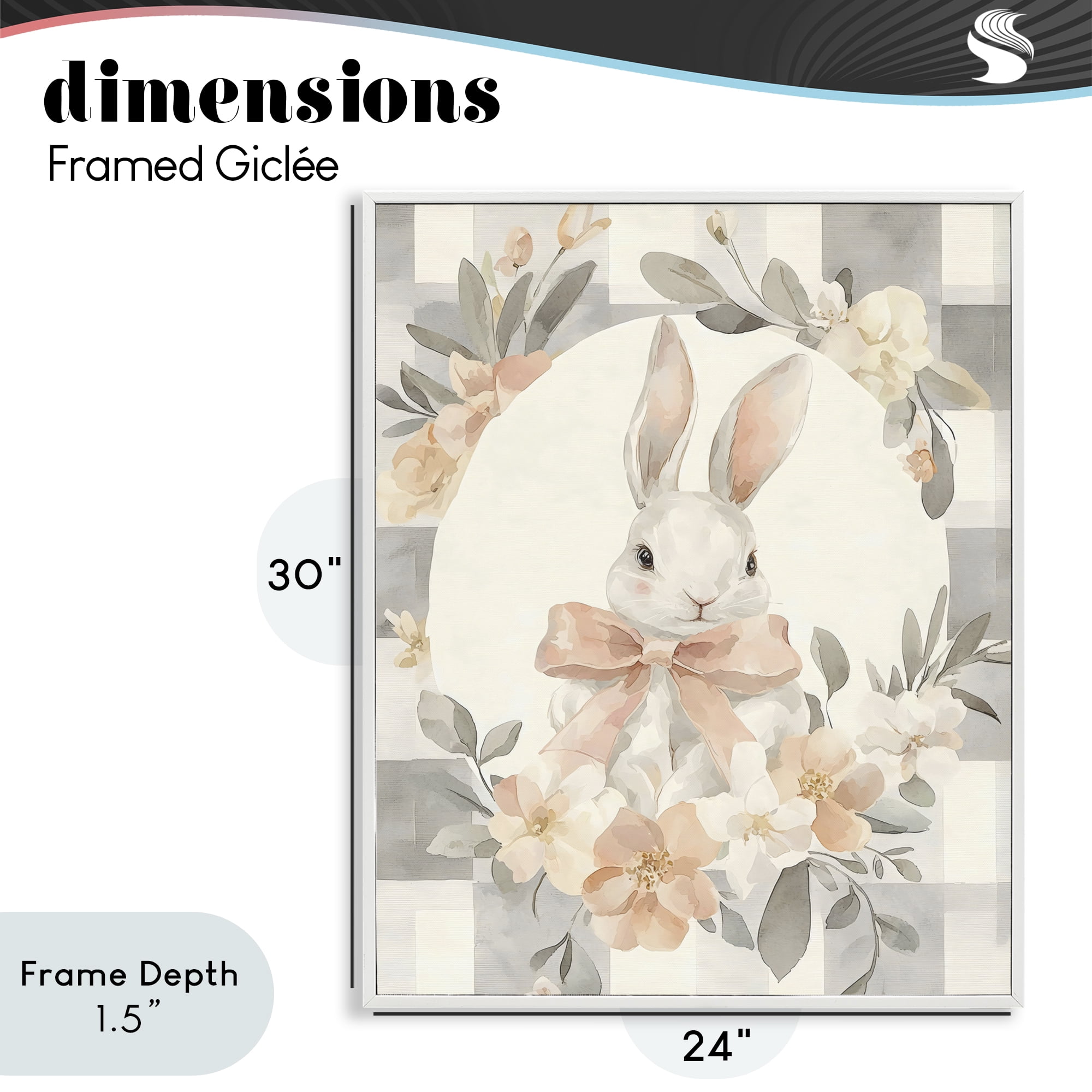 Stupell Industries Adorable Bunny in Wreath White Framed Giclee Art, design by Creative Studio