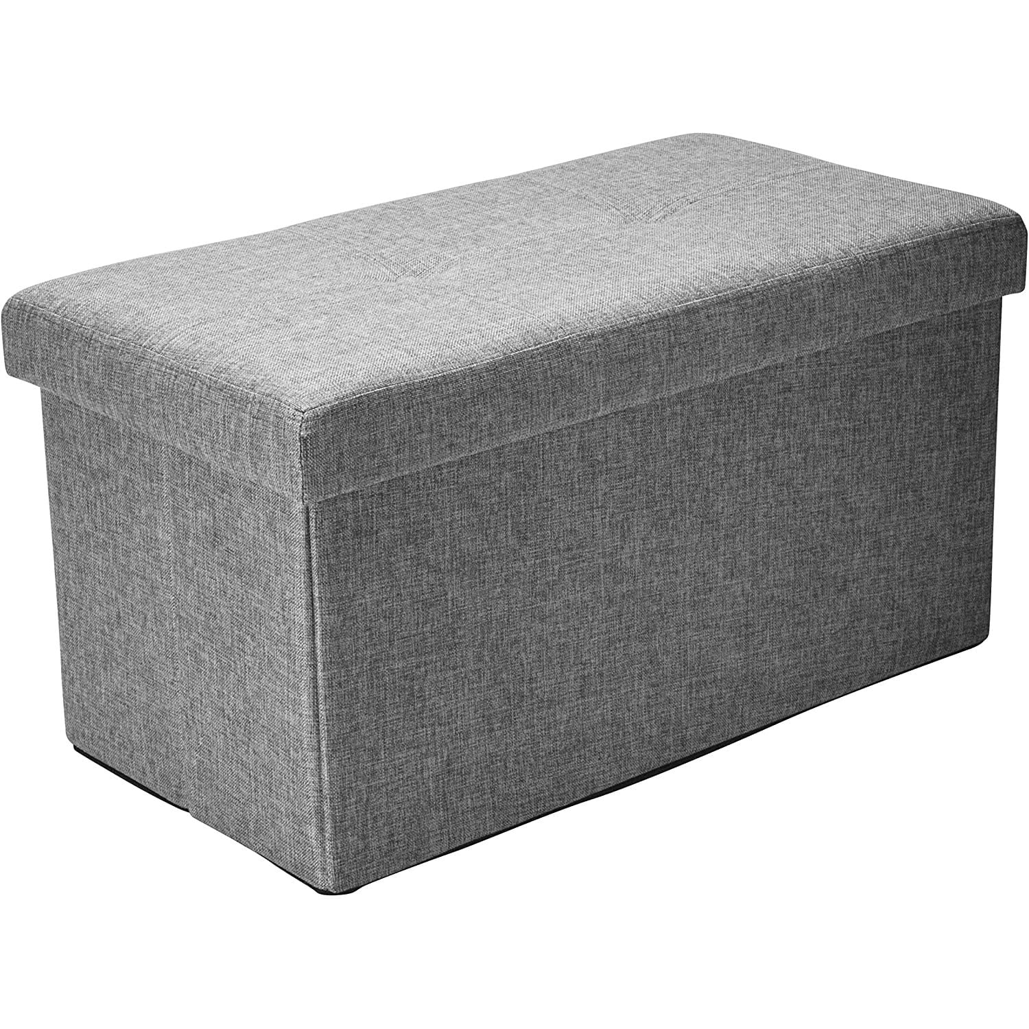 Bilot Faux Linen Folding Storage Ottoman Double Collapsible Tufted Padded Seating Foot