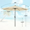 thumbnail image 3 of Autlaycil 10 ft Solar Patio Umbrellas with 32 Lights for Market Outdoor Pool, Steel Tilt Crank-Khaki, 3 of 7