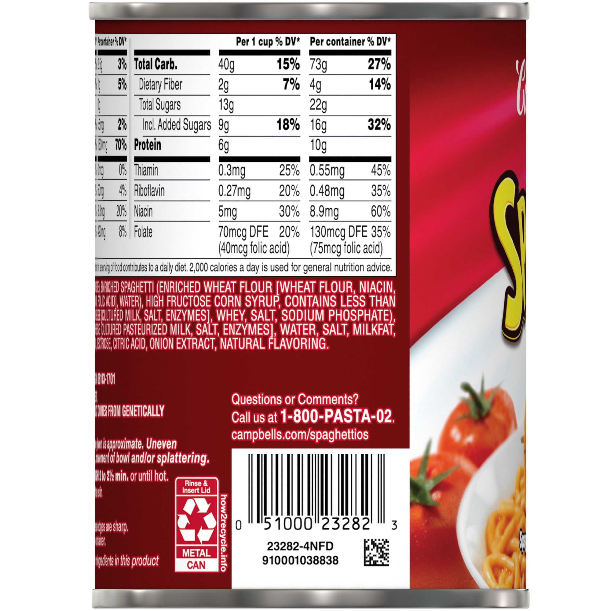 Campbell's Spaghetti in Tomato Sauce with Cheese, 15.8 oz Can