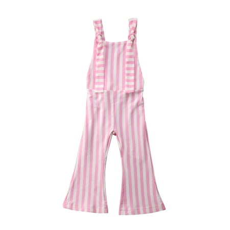

Liliz Toddler Baby Girls Sleeveless Jumpsuit Chic Vertical Stripes Strap Long Pants Bodysuit Overalls