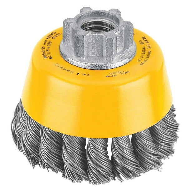 Paquete de cepillos DEWALT DW4910 con forma de copa anudada de acero al carbono