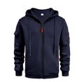 thumbnail image 3 of MIASHUI Men's Spring Fall Hooded Sweatshirt Zip Up Arm Pocket Open Front Athletic Big and Tall Casual Jacket Navy,L, 3 of 3