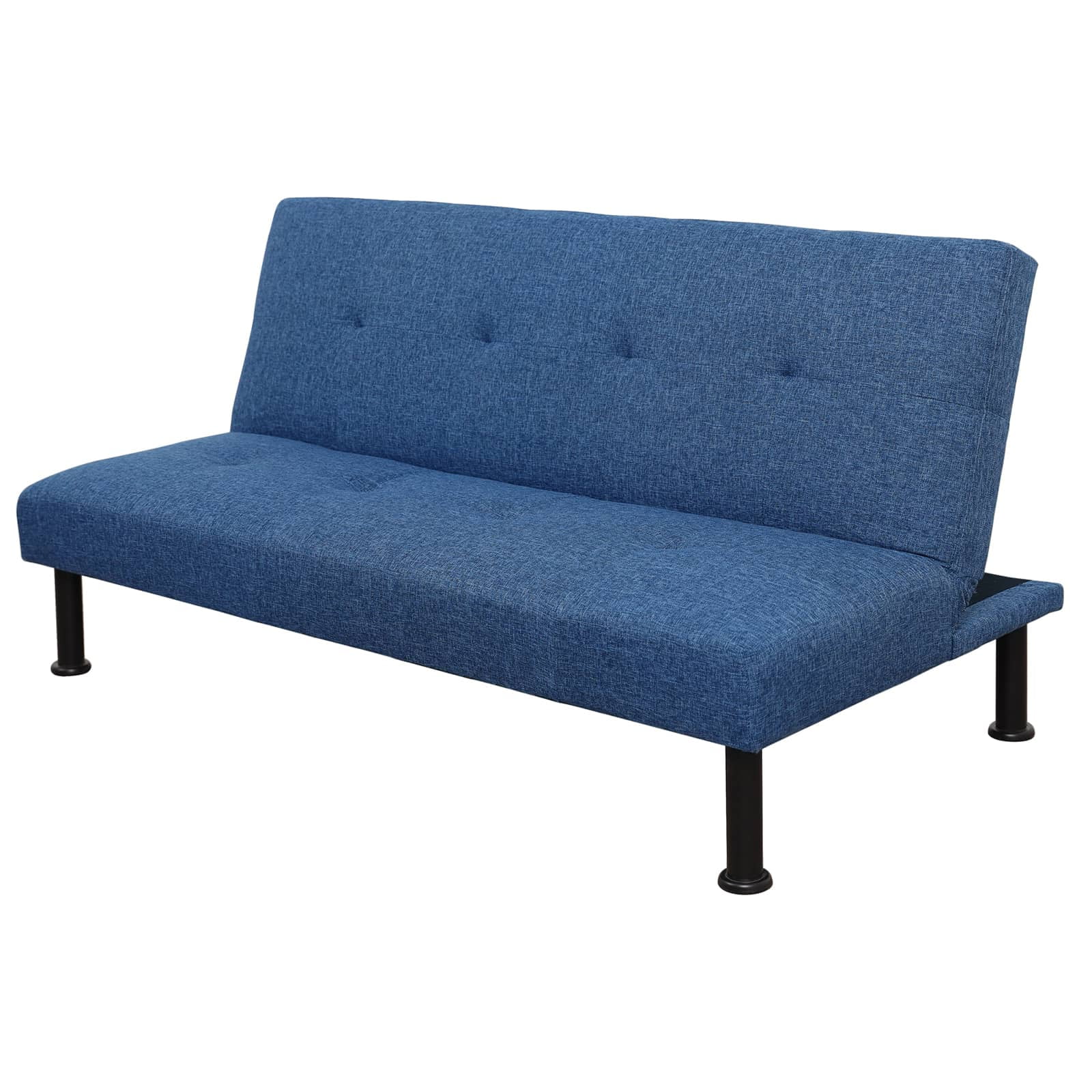 Convertible Futon Sofa Bed Linen Loveseat Adjustable Sleeper Sofa Couch for Living Room Small Apartment,Blue
