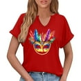 thumbnail image 6 of Craaazy Mardi Gras Shirts for Women Short Sleeve Casual Carnival Printed V-neck T-shirts Gifts, 6 of 6