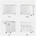 thumbnail image 6 of OMCHOM 55.5" Kitchen Island with Storage,Rolling Island Table with Folding Drop Leaf Power Outlet,2 Doors and 3 Drawers,White, 6 of 10