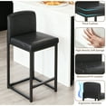thumbnail image 5 of Gaderth Modern Bar Stools Set of 2, Counter Stools Bar Chairs, Faux Leather Upholstery, Comfort Backrest, Robust Metal Legs, Counter Height Chairs with Footrest for Kitchen Island, Dining Room, 5 of 6