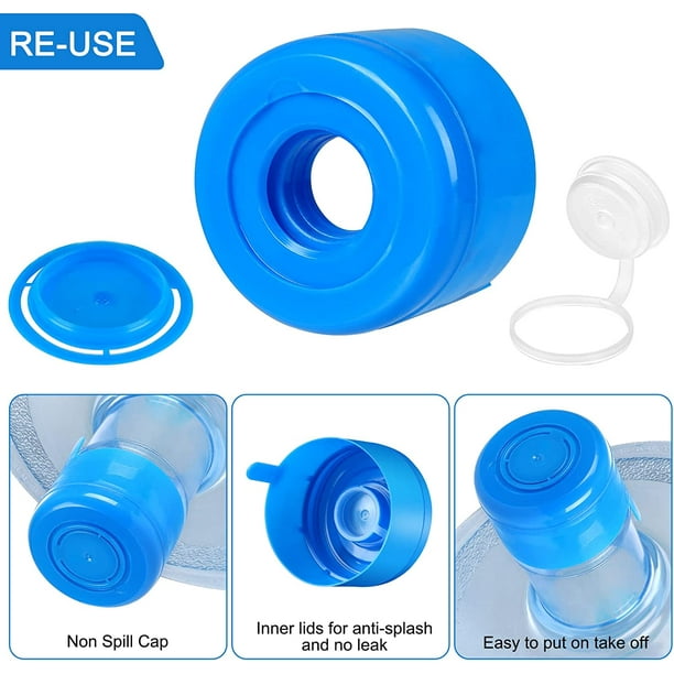 5pcs Bouteille d'eau potable gallon bouchon à vis matière plastique bleue  HB066