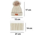 thumbnail image 5 of HESHENG Kids Girls Boys Pom Pom Hat Cap with Scarf Gloves Set Winter Warm Knitted Hat Christmas Gift for 1-5 Years Kids, Beige, 5 of 6
