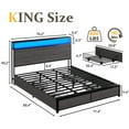 thumbnail image 5 of Lifezone King Size Bed Frame with 2-Tier Bookcase Headboard Platform Bed with Charging Station & LED, 4 Storage Drawers, Metal Support, No Box Spring Needed, Noise Free, Grey, 5 of 7