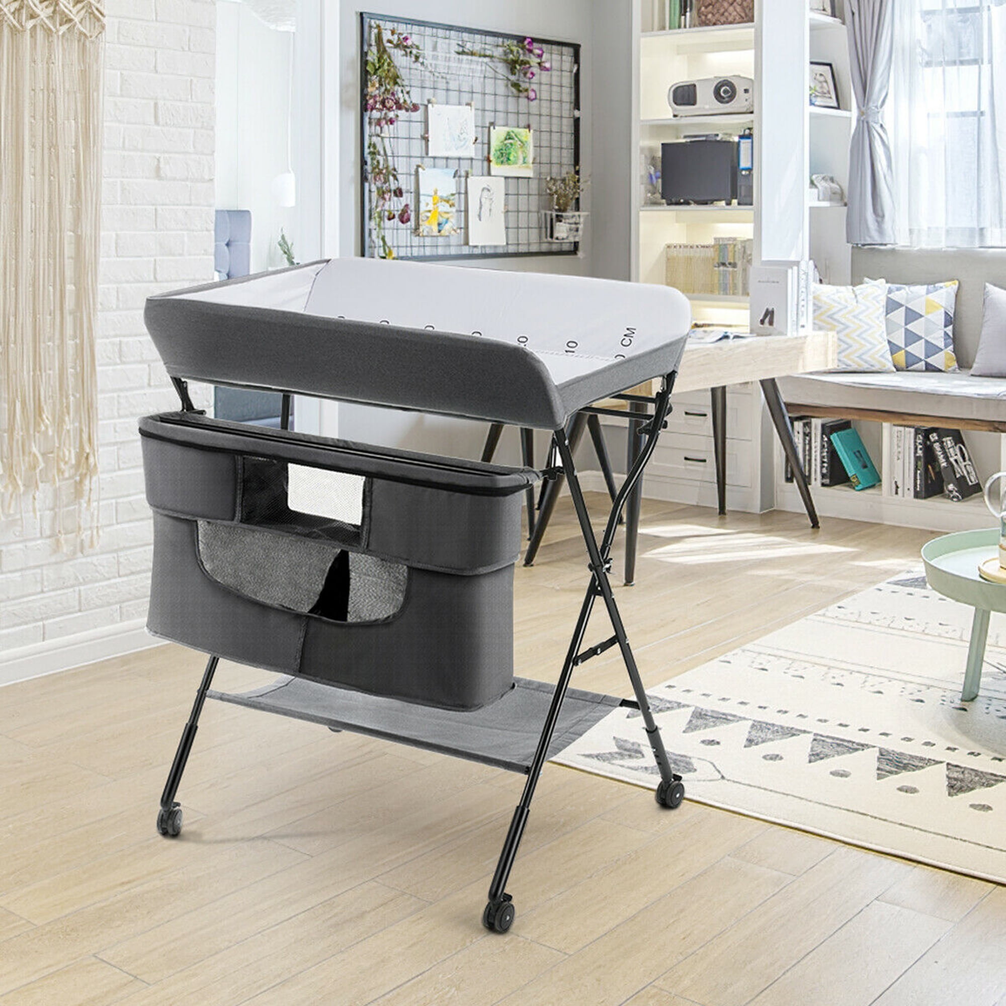 Gymax Height Adjustable Baby Changing Table Portable Newborn Nursery