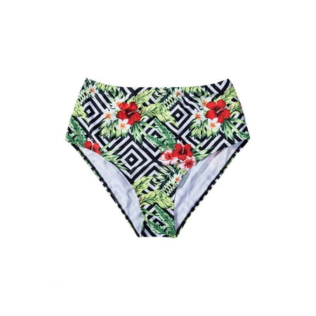ZAXARRA Women High Waist Thong Bikini Bottoms High Cut Swimsuit Bathing Suit Swimwear Bottom