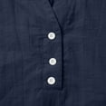 thumbnail image 6 of VNKIDY Women Shirts Ladies Casual V Neck Half Button Short Sleeve Top With Front Pocket Loose Fit Solid Color Blouse For Summer Daily Wear Stylish Tops, 6 of 9