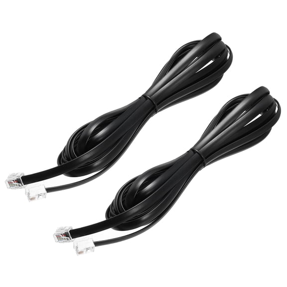 Uxcell 2 Pack Telephone Cord, 9.8ft Phone Cable RJ12 6P6C Male to Male Straight Wired Handset Cord for Home, Office, Black