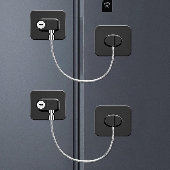Fridge Lock (2 Pack),Refrigerator Lock with Keys,for Fridge, Cabinet Locks, Drawers, Dishwasher, Toilet and Child Safety Cabinet Locks, 3M Adhesive No Drilling (Black)