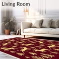thumbnail image 2 of ODIKA 4'x6' Machine Washable Non-Slip Area Rug, Enchanted Reindeer Forest Celebration Accent Pathway High Traffic Rug, Red, 608682, 2 of 7