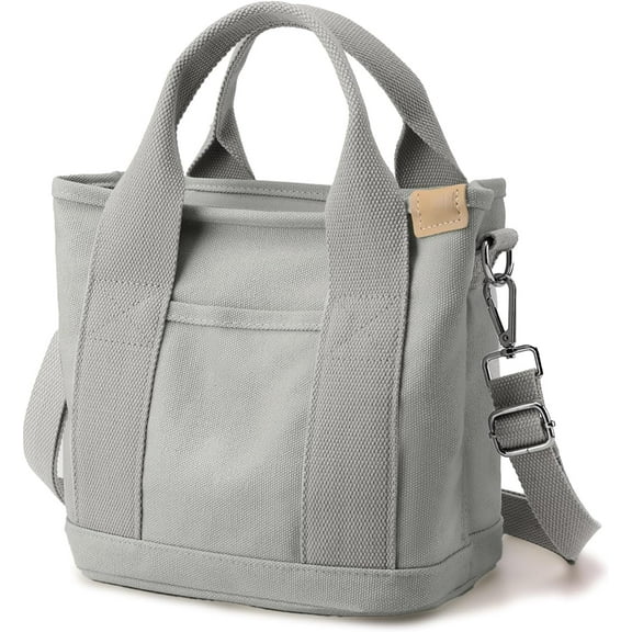 MMYGU Canvas Tote Bag for Women Small Tote Bag with Zipper Canvas Crossbody Bag Shoulder Bag Satchel Handbag with Compartments