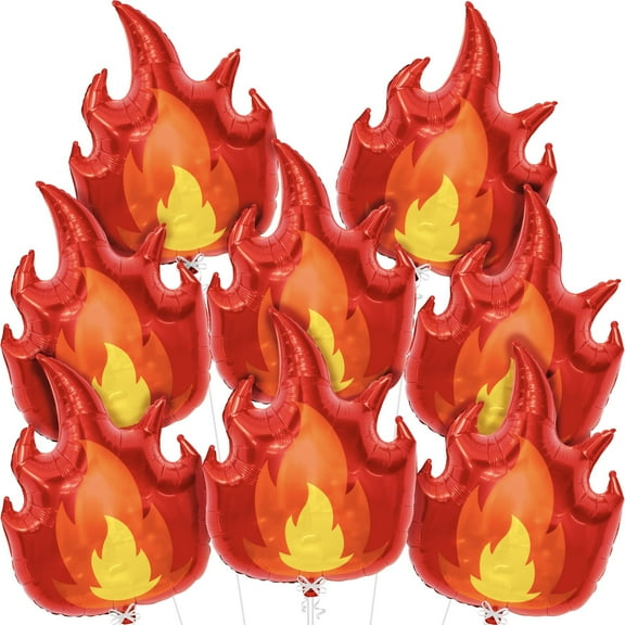 KatchOn, Red Fire Balloons for Fire Decorations - 28 Inch, Pack of 8 | Fire Balloons Flames for Firefighter Birthday Decorations | Flames for Firefighter Party Decoration | Flame Themed Party Decor