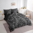 thumbnail image 3 of Manfei Baroque Gothic Theme Bedding Comforter Set 7 Pieces,Damask Print King Bedding Sets,Black Gray Butterfly Bed Sheets For Adults,Ultra Soft Bedroom Decoration Reversible, 3 of 7