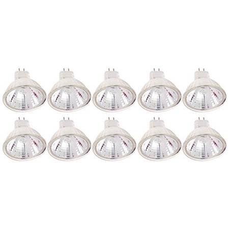 (Pack of 10) 20MR11/FL 20W Halogen MR11 Flood Bulbs – 12V, GU4 2-Pin Base, With Lens