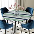 thumbnail image 5 of Elastic Fitted Round Tablecloth, Green Grey Striped Waterproof Stretch Table Cover for 36"-44" Tables, Farmhouse Stripes Modern Abstract Art Washable Outdoor Tablecloths for Patio, Picnic, Camping, 5 of 9
