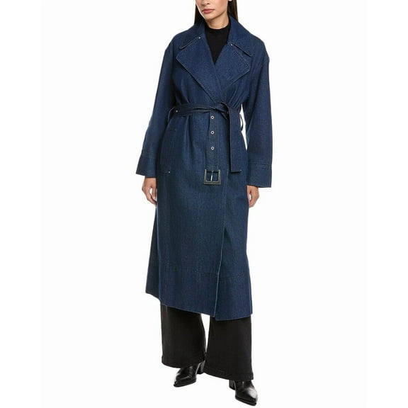 Apparis womens  Tate Denim Trench Coat, m, Blue