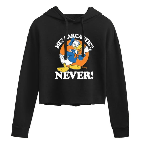 Disney - Donald Me Sarcastic Never - Juniors Cropped Pullover Hoodie