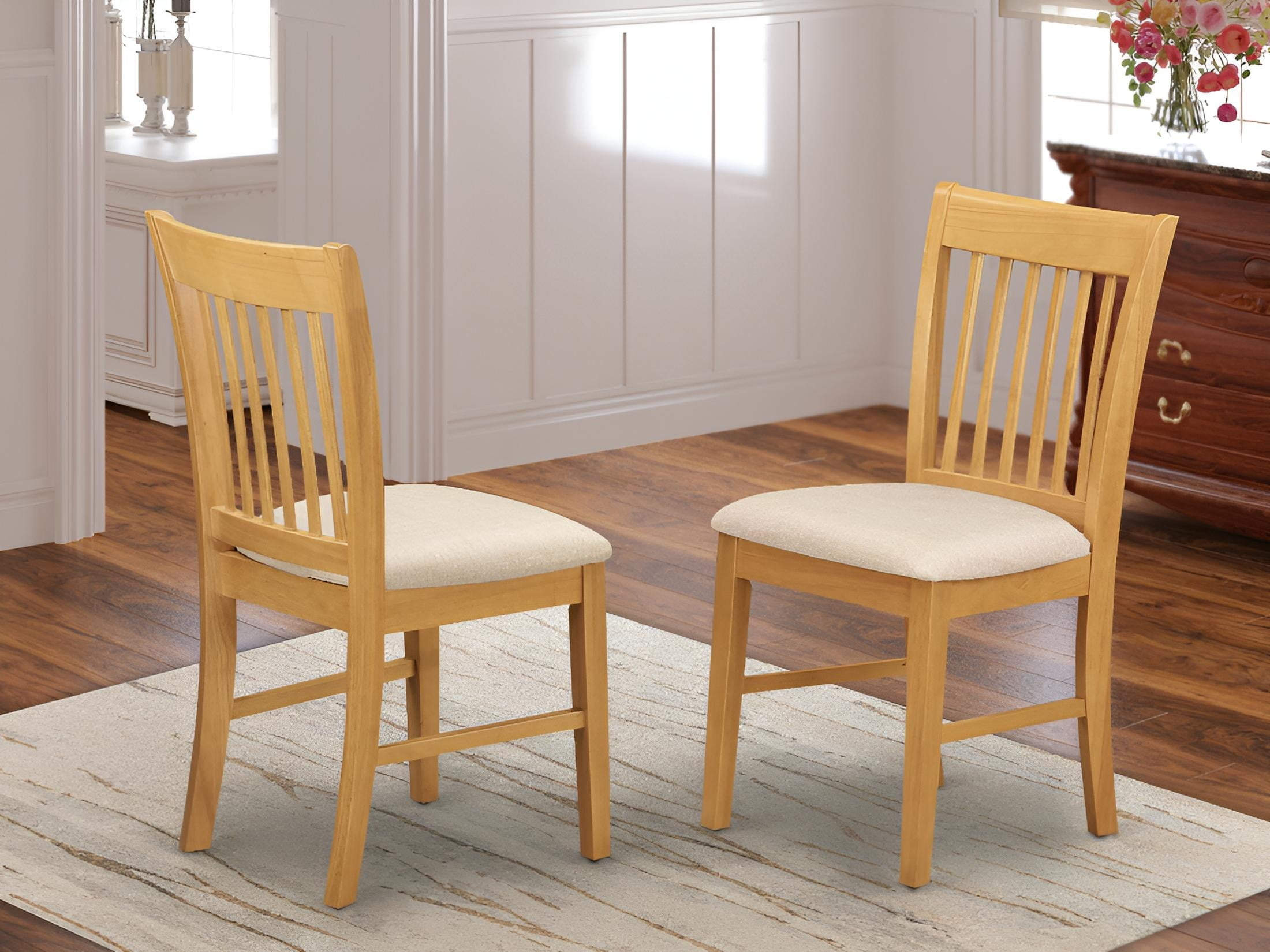 East West Furniture NFC-OAK-C Norfolk kitchen dining chair with Cushion Seat -Oak Finish.