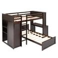 thumbnail image 4 of Harper & Bright Designs Twin Size Wood Convertible Bunk Bed with Storage Drawers and Shelves, Loft Bed with Desk and Wardrobe, Wooden Loft Bed Frame for Bedroom, No Box Spring Needed, Espresso, 4 of 12