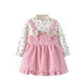thumbnail image 1 of Floleo Robe Mignonne pour Enfants Col Rabattu et Manches Longues Jupe Midi Décontractée Automne Hiver pour Enfants 3-18 Ans (Rose, 6-7 Ans), 1 of 8