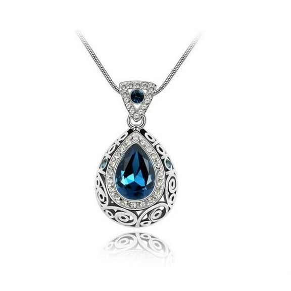 KATGI Fashion Austrian Crystal Angel Teardrop Pendant Necklace