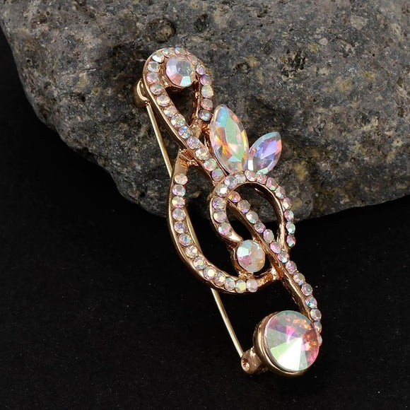 Mujeres Niñas Broche de Imitación Alfileres de Cristal Símbolo de Nota Musical Agudo - Oro Salvador pines del símbolo musical