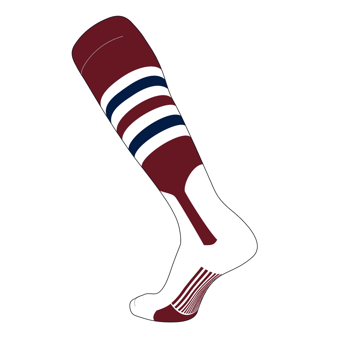 TCK Elite Baseball Knee High Stirrup Socks (I, 7in) Cardinal, White
