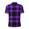 thumbnail image 3 of Xecao Purple Buffalo Plaid for Mens' Casual Short Sleeve Button-Down Polo Shirts for a Classic Golf Look, 3 of 9