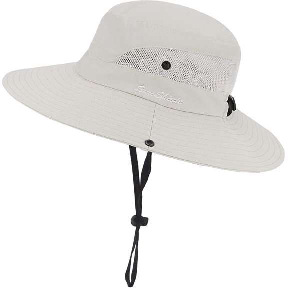 Womens Sun-Hat Outdoor Protection Foldable Beach-Bucket-Hat Ponytail-Hole