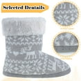 thumbnail image 2 of HOMEHOT Girls Bootie Slippers Fuzzy Plush Boots Shoes Memory Foam Slippers for Girls Pom Poms Gray Big Kid Size 3-4, 2 of 6