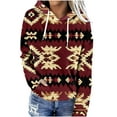 thumbnail image 2 of JTZGDY Vintage Hooded Sweatshirts for Women Fashion Aztec Print Ethnic Style Western Shirts Lightweight Casual Fall Long Sleeve Drawstring Hoodie Outwear Tops with Kangaroo Pockets Multicolor#13 XL, 2 of 6