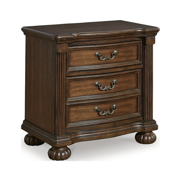Signature Design by Ashley Lavinton Nightstand - 3 Drawer Traditional Bedroom End Table with Hidden Tray - Brown