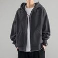thumbnail image 2 of Men Women Jacket Coat Hooded Drawstring Long Sleeve Zipper Placket Outwear with Pockets Loose Fit Sweatshirt Outwear, 2 of 8