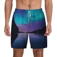 thumbnail image 2 of Picia Night At Lake Aurora pattern Mens Swim Trunks with Compression Liner Stretch Beach Shorts Quick Dry with Zipper Pockets No-Chafing Board Shorts-Large, 2 of 9