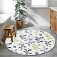 thumbnail image 3 of Round Area Rug 3 Ft, Grey Green Botanical Washable Non-Slip Circle Carpet for Living Room/Bedroom, Watercolor Spring Floral Summer Leaf Low-Profile Small Floor Mats Collection Rugs for Indoor, 3 of 8
