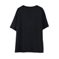 thumbnail image 5 of Womens 3D Floral Embroidery Pleated Soft Breathable Round Neck Short Sleeve Tshirt Black S, 5 of 9
