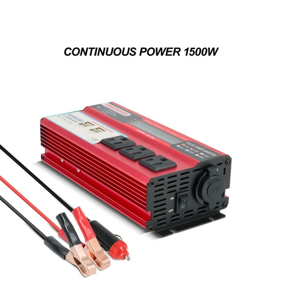 Yowal 1500W Power Inverter for Vehicles DC 12V to 110V AC Car Inverter Converter with 4.2A Dual USB Charging Ports, 2 AC Outlets Car Plug Adapter for Laptop Computer